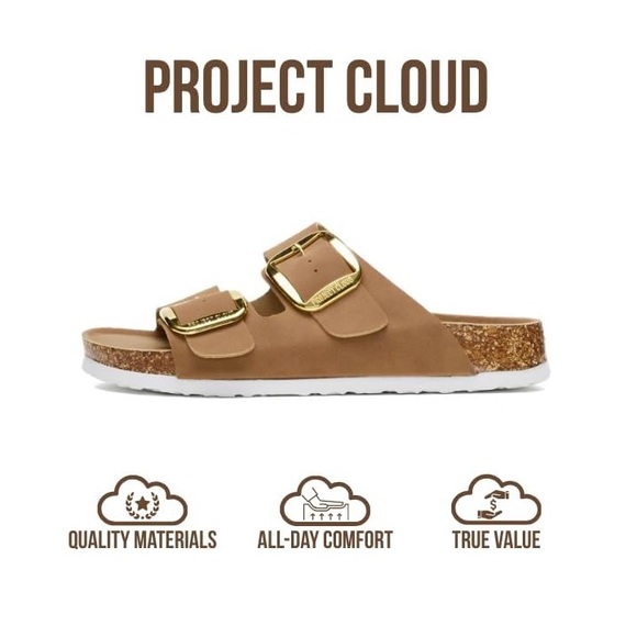 Project Cloud Brown Genuine Leather Sandals Beach Essentials Memory Foam 8.5 - Picture 5 of 11